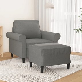 vidaXL Poltrona com apoio de pés 60 cm tecido cinzento-escuro