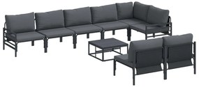 vidaXL Conjunto de Sofá de Jardim com almofada Cinzento-escuro Aço