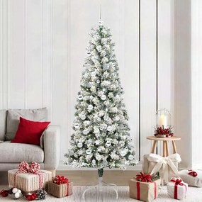vidaXL Árvore de Natal Articulada Artificial Verde e Branco 210 cm
