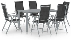 vidaXL 7 pcs conjunto de jantar para jardim alumínio prateado e preto