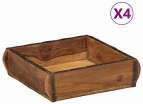 vidaXL Tabuleiro com armazenamento 4 pcs Castanho 29 x 31 x 10 cm