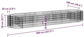 Canteiro elevado/cesto gabião 400x100x50 cm ferro galvanizado
