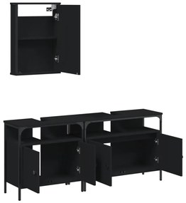 3 pcs conjunto móveis casa de banho derivados de madeira preto