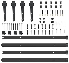 Kit de ferragens para porta deslizante 152,5 cm aço preto