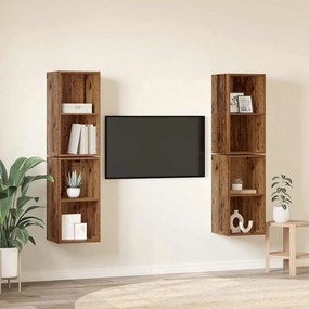 Gabinete de TV de Parede 4 pcs Madeira Antiga 37 x 37 x 72 cm