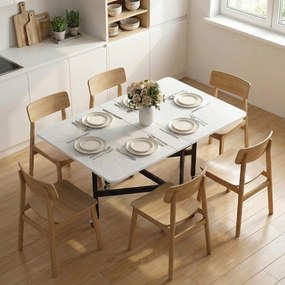 Mesa de Jantar Dobrável com Rodas, 120 x 80 x 73 cm (CADEIRAS NÃO INCLUIDAS), 2 Abas Rebatíveis, Branco