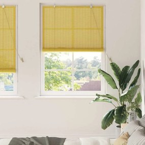 vidaXL Estores de rolo com cortinas Manual Amarelo 120 x 220 cm Bambu