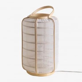 Candeeiro De Mesa Mikayla Em Bambu E Algodão Branco - Sklum