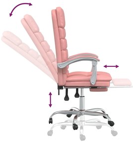 Cadeira escritório massagens reclinável couro artificial rosa