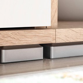 Unidade de parede para TV c/ luzes LED carvalho sonoma e branco
