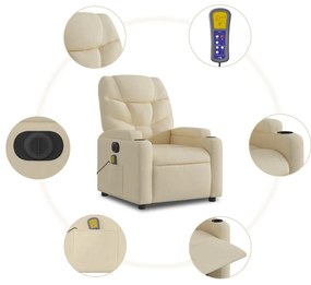 Poltrona de massagens reclinável elétrica tecido creme