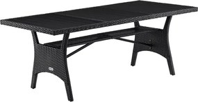 Mesa de jardim Polyrattan Takeo 190x90x75cm WPC preta