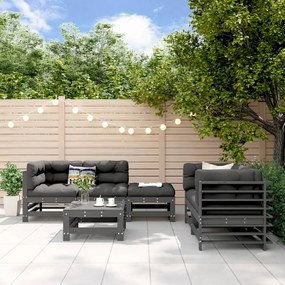 vidaXL 6 pcs conjunto lounge de jardim pinho maciço cinzento
