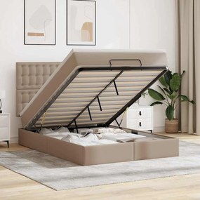 vidaXL Estrutura de cama otomana com colchão cappucino 140x200 cm