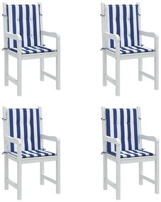 Almofadões cadeira encosto baixo 4pcs tecido riscas azul/branco