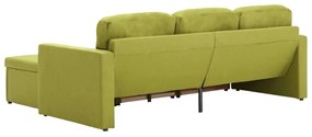 Sofá-cama modular de 3 lugares tecido verde