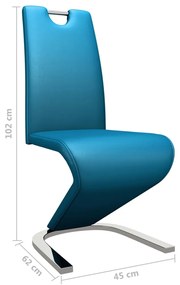 Cadeiras de jantar ziguezague 2 pcs couro artificial azul