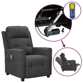 vidaXL Poltrona de massagens elevatória tecido cinzento-escuro