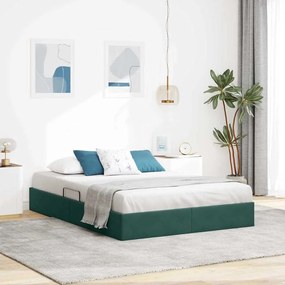 vidaXL Cama com Armazenamento Verde Escuro 140 x 190 cm Veludo