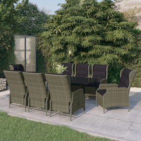 vidaXL 9 pcs conjunto de jantar para jardim castanho
