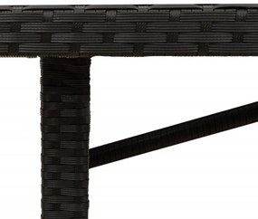 Mesa de jardim com tampo em acácia 190x80x75 cm vime PE preto