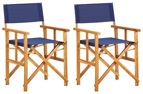 vidaXL Cadeiras de realizador 2 pcs madeira de acácia maciça azul