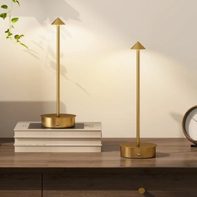 Conjunto de 2 Candeeiros de Mesa Recarregáveis por USB Reguláveis com Controlo Táctil 3000K/4500K/6500K Ø10x30 cm Dourado