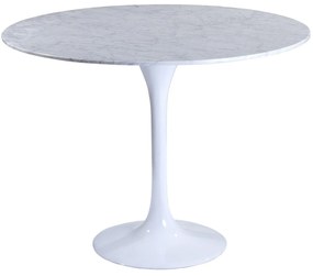 Mesa de Jantar Redonda TUL com Base em Fibra de Vidro e Tampo em Mármo