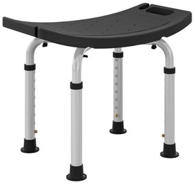 HOMCOM Banco de Duche Banco de Segurança para Duche com Altura Ajustável em 8 Posições com Base de Borracha Antiderrapante 50x36x39,5-56,5 cm Preto
