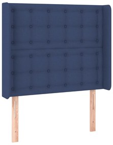 Cama box spring c/ colchão e LED 100x200 cm tecido azul