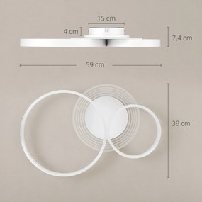 Candeeiro de Teto LED 40W Candeeiro Moderno com Iluminação LED 3000K/4000K/6500K 59x38x7,4 cm Branco