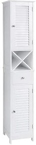 Armário alto para casa de banho com portas e gaveta. | VASAGLE | 32 x 30 x 170 cm | branco | BBC69WT.