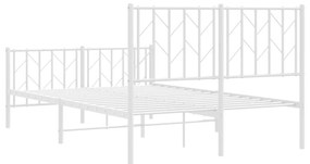 Estrutura de cama com cabeceira e pés 120x200 cm metal branco