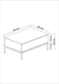 Mesa de Centro Lord – Branco e Dourado – 90x40x60 cm