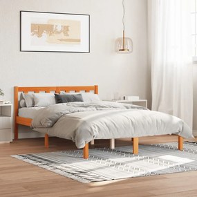 Cama sem colchão 140x200 cm madeira pinho maciça castanho-mel