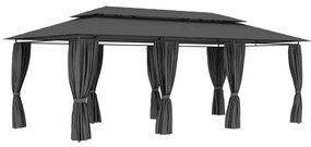 vidaXL Gazebo com cortinas 600x298x270 cm antracite