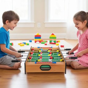 Mesa Multijogos 2 em 1 Mesa de matraquilhos de Mesa e Air Hockey com 18 Jogadores para Crianças 69 x 36 x 10 cm Natural