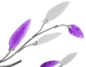 Lâmpada teto com folhas de acrílico e cristal, branca e lilás, 5 x E14