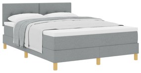 Cama Box Spring com Colchão Cinza Claro 140x200 cm Tecido