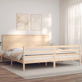 Estrutura de cama Super King Size com cabeceira madeira maciça
