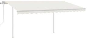 Toldo retrátil automático com postes 4,5x3,5 m cor creme