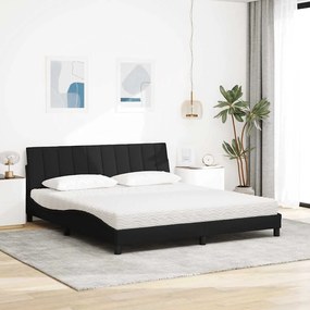 Cama com colchão 180x200 cm tecido preto