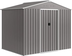 Outsunny Caseta de Jardim 2.3x1.7 m em Aço com Entradas de Ar e Dupla Porta Deslizante, Efeito Madeira | Aosom Portugal