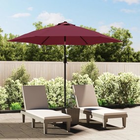 Guarda-sol de jardim com poste de metal 300 cm bordô