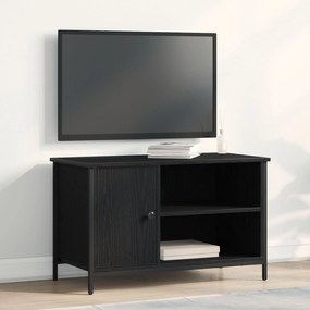 Armário para TV vidaXL Preto Carvalho 80x40x50 cm Madeira de Engenhari