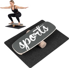 Prancha de equilíbrio em madeira com rolo de cortiça, superfície antiderrapante, travões para surf, crianças e adultos, capacidade de carga de 100 kg,