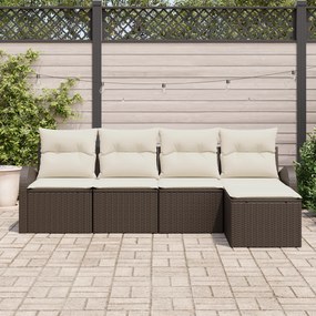 Conjunto de Sofá de Jardim vidaXL de 5 Peças com Almofadas em Rattan P