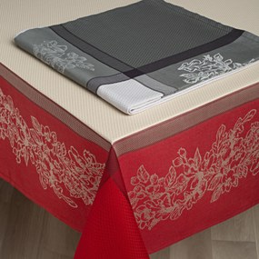 Toalhas de mesa  anti nódoas 100% algodão - Sardenha Fateba: Vermelho 1 Toalha de mesa 150x300 cm