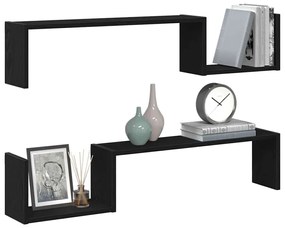 Prateleira de Parede vidaXL 2 pcs Carvalho Preto 100x15x70 cm Madeira