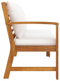 Banco de jardim 114,5 cm com almofadão cor creme acácia maciça